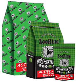 ZooRing Active Dog Сухой корм для собак, Мясо молодых бычков и Рис